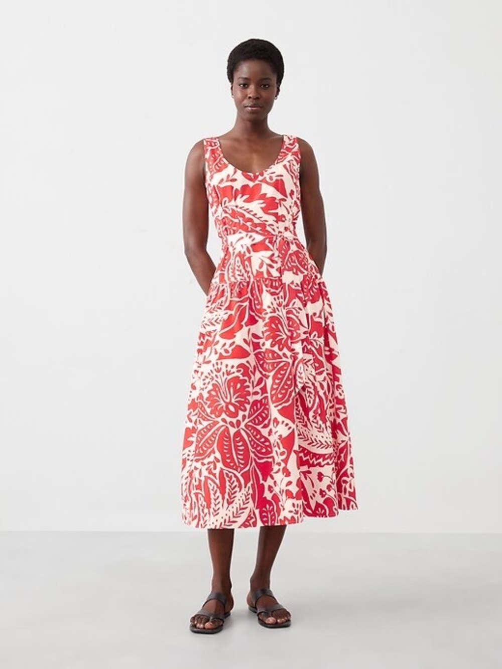 Banana Republic Poplin Corset Waist Midi Dress 100% Cotton